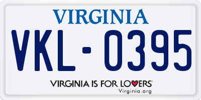 VA license plate VKL0395