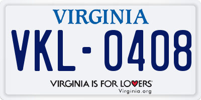 VA license plate VKL0408