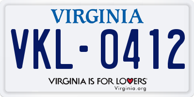 VA license plate VKL0412