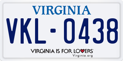 VA license plate VKL0438