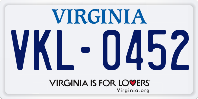 VA license plate VKL0452