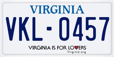 VA license plate VKL0457
