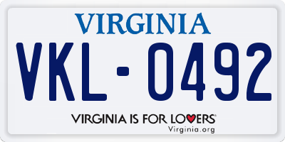 VA license plate VKL0492