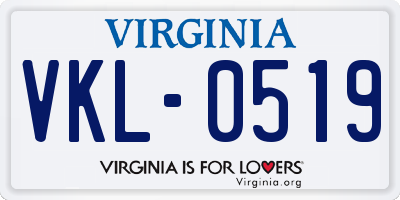 VA license plate VKL0519