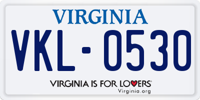 VA license plate VKL0530