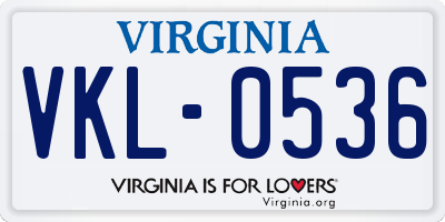 VA license plate VKL0536