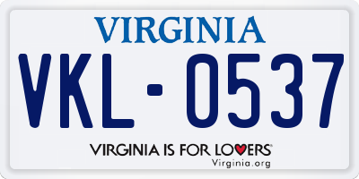 VA license plate VKL0537