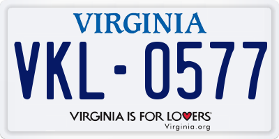 VA license plate VKL0577