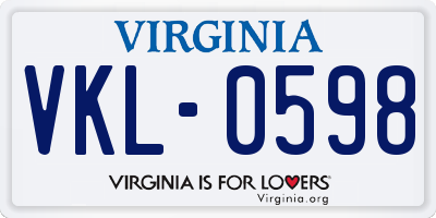VA license plate VKL0598