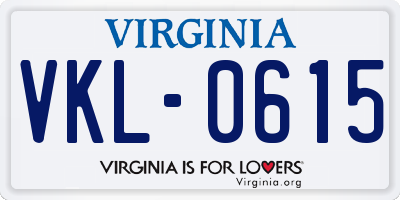 VA license plate VKL0615