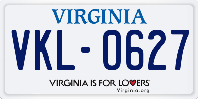 VA license plate VKL0627