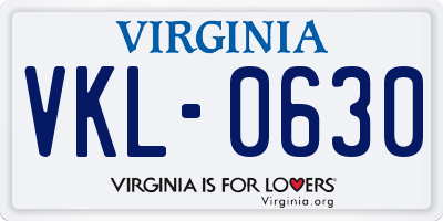 VA license plate VKL0630