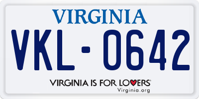 VA license plate VKL0642