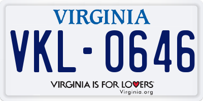 VA license plate VKL0646