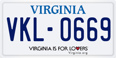 VA license plate VKL0669