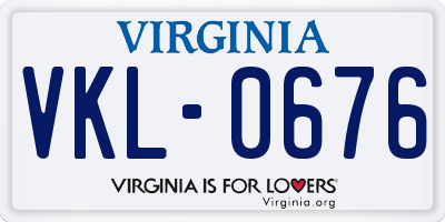 VA license plate VKL0676