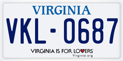 VA license plate VKL0687