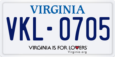VA license plate VKL0705