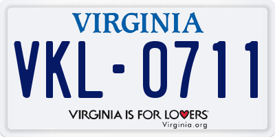 VA license plate VKL0711