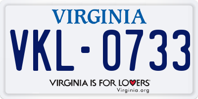 VA license plate VKL0733