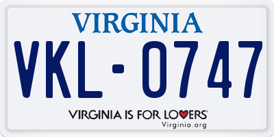 VA license plate VKL0747