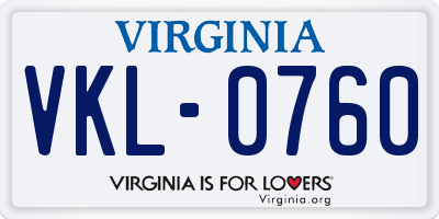 VA license plate VKL0760