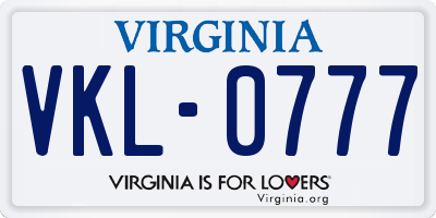 VA license plate VKL0777
