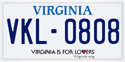 VA license plate VKL0808