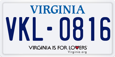 VA license plate VKL0816