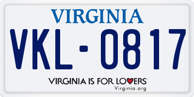 VA license plate VKL0817