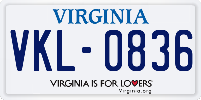 VA license plate VKL0836