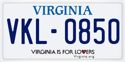 VA license plate VKL0850