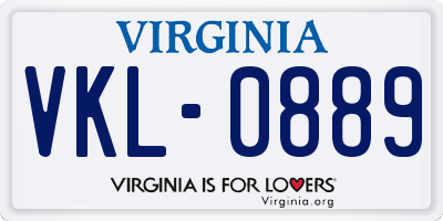 VA license plate VKL0889