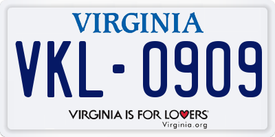 VA license plate VKL0909