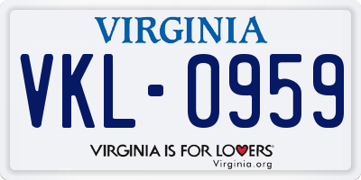 VA license plate VKL0959