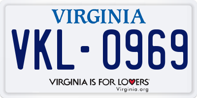 VA license plate VKL0969