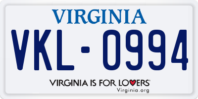 VA license plate VKL0994