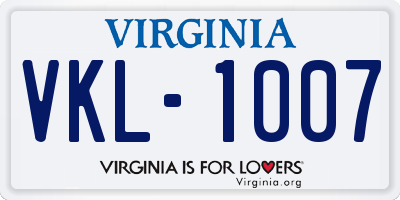 VA license plate VKL1007