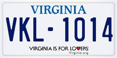 VA license plate VKL1014