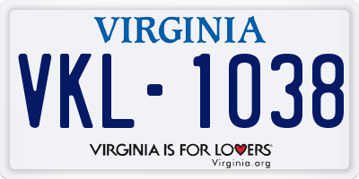 VA license plate VKL1038