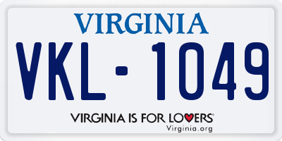 VA license plate VKL1049