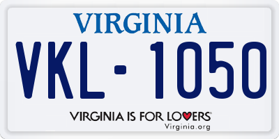 VA license plate VKL1050