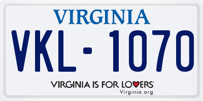 VA license plate VKL1070