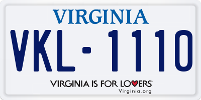 VA license plate VKL1110
