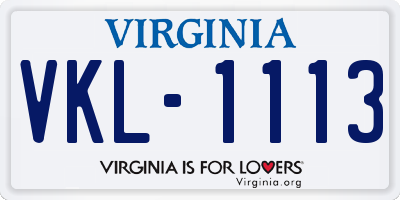 VA license plate VKL1113
