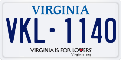VA license plate VKL1140