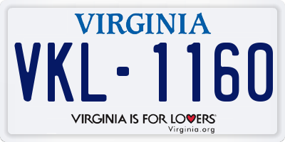 VA license plate VKL1160