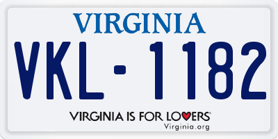 VA license plate VKL1182