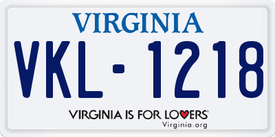 VA license plate VKL1218