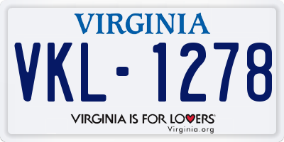 VA license plate VKL1278
